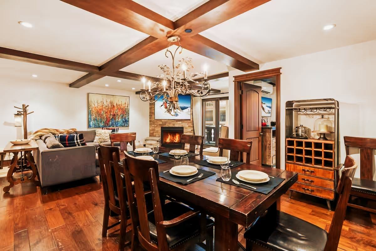 The dining table, set for ten