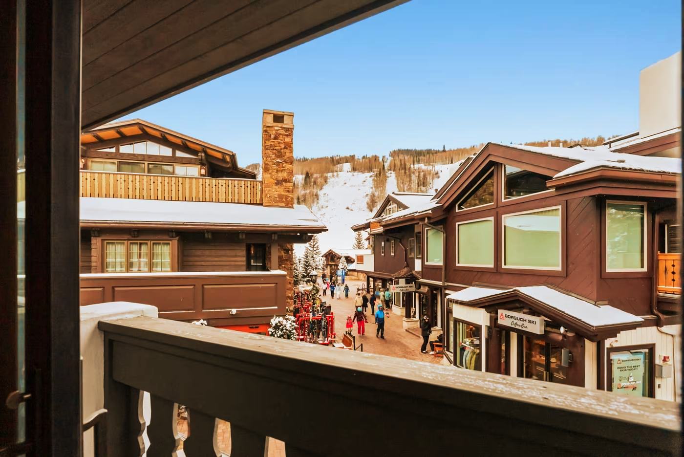 Bridge Street from the balcony, with the mountain at the end of it